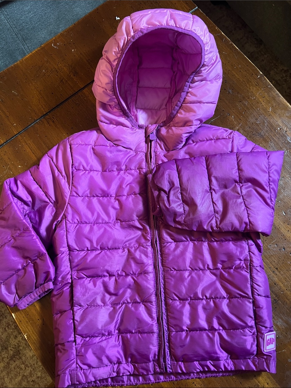 Baby GAP Girls Hooded Quilted Puffer Jacket - ombré Purple